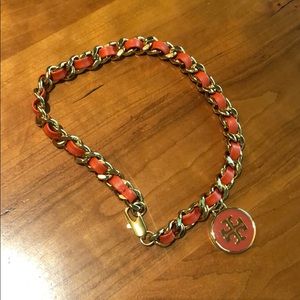 Tory Burch classic orange leather/gold bracelet